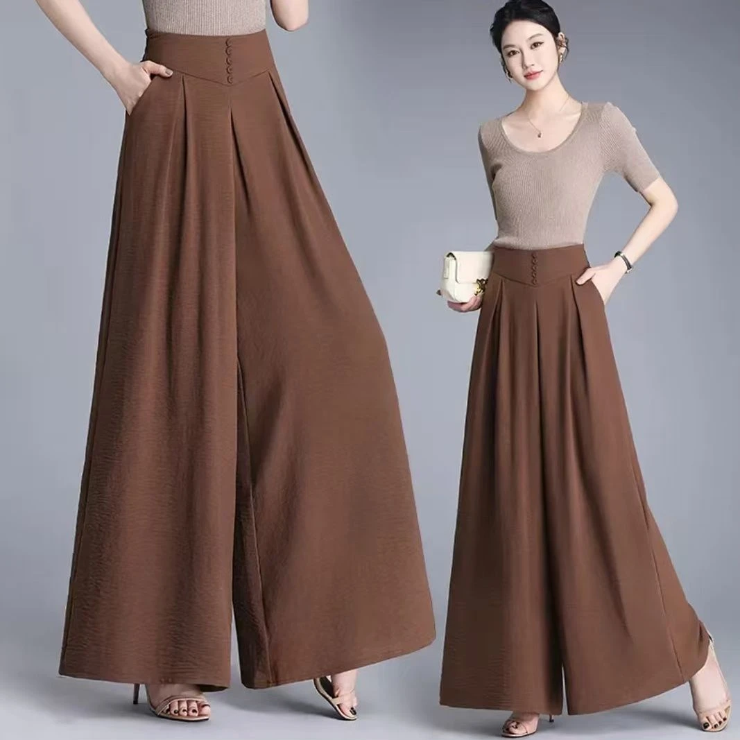 2025新款春夏季裤子垂坠感裙裤女式阔腿裤女百搭高腰九分大裤裙