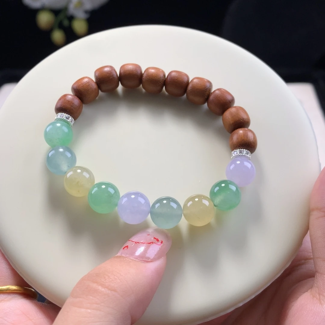 翡翠未镶嵌手串花开半夏