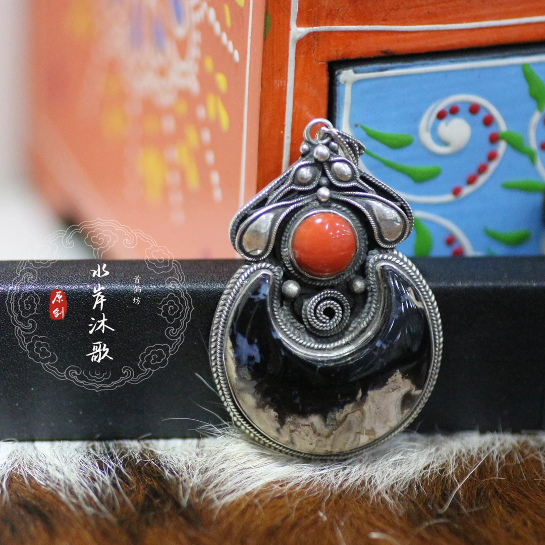 坠链均足银 棕榈根化原创设计蒙古元素手工纯银吊坠项链1800 880