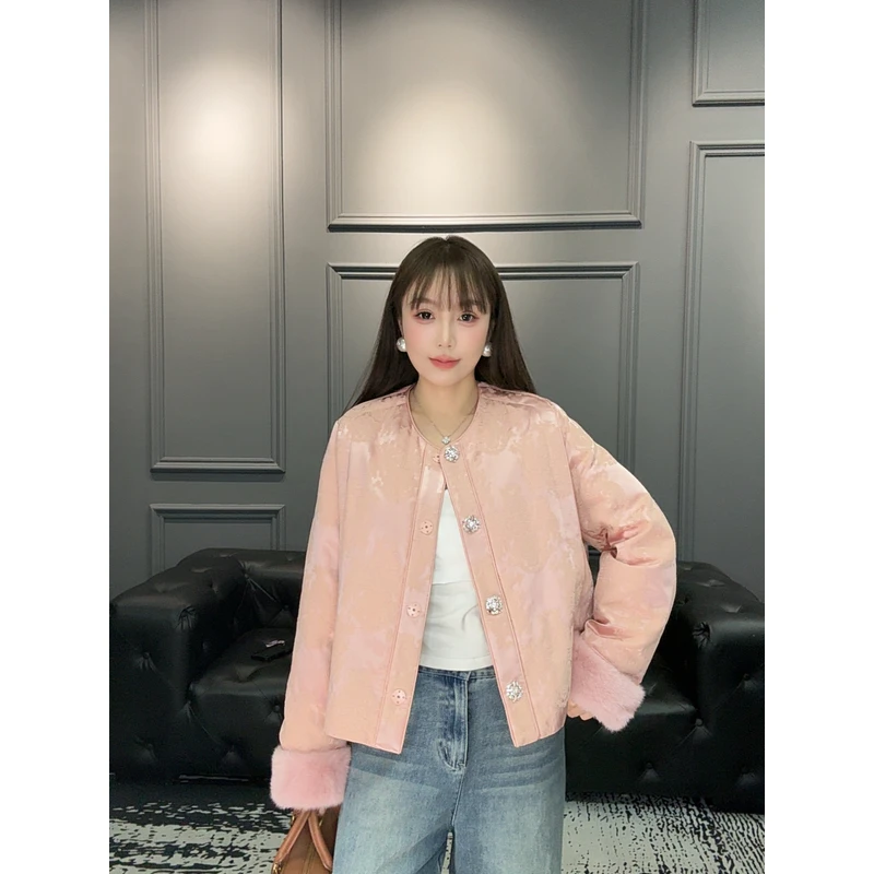 JDJ洁哥2025新款国风鹅绒填充水貂袖口重工刺绣轻奢羽绒外套62290