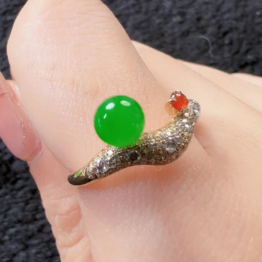 翡翠戒指18K金镶嵌【新款】签收后24小时鉴赏期