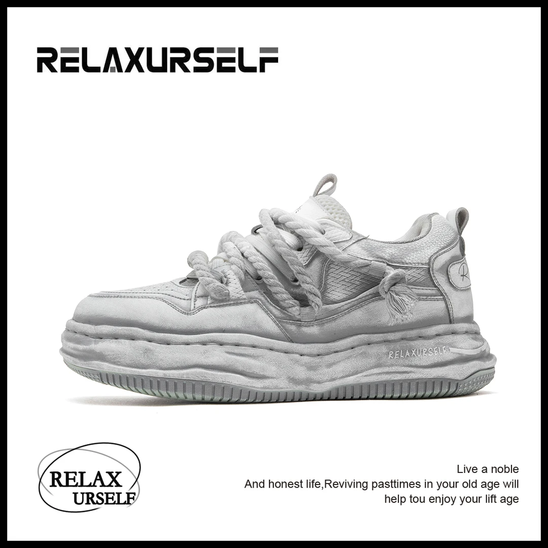 RELAXURSELF【明星同款】擦色厚底潮鞋透气百搭休闲运动情侣增高鞋