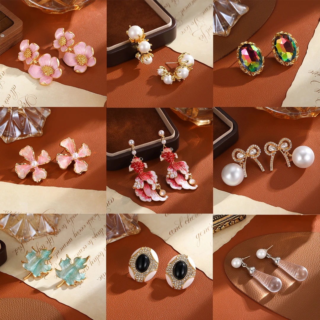 铜合金珐琅耳饰  三号 401-600 清仓气质复古百搭小众轻奢耳饰