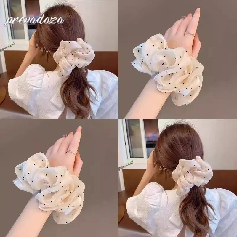 欧美轻职风波点发圈日韩甜美大肠圈发绳发饰皮筋韩系头绳气质网纱