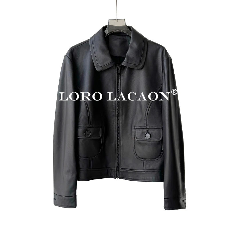 以赛亚 微醺香颂 25年ZQ秋冬新款时尚绵羊皮真皮皮衣外套女2561