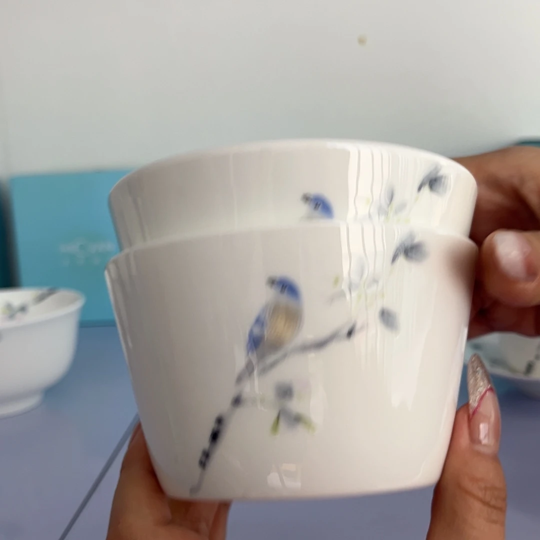 瓷片春风和雀香格碗2只