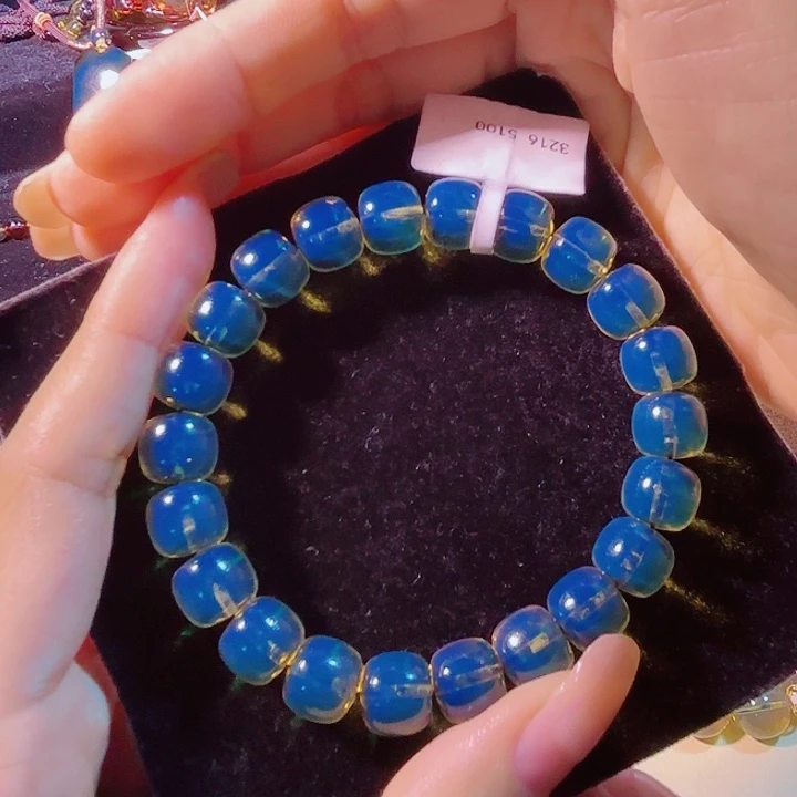 未镶嵌蓝珀珠宝奇石墨西哥蓝珀老型手串10