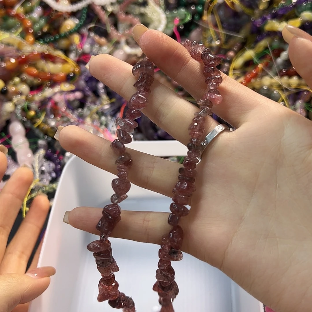 玛瑙/玉髓合金珠宝半成品草莓晶一条