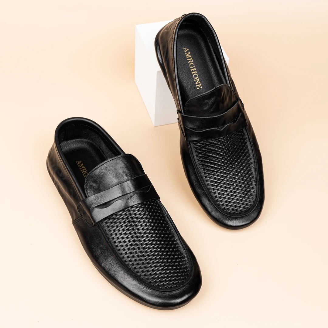 夏季镂空头层牛皮男士百搭一脚蹬休闲鞋时尚百搭软底开车鞋25162