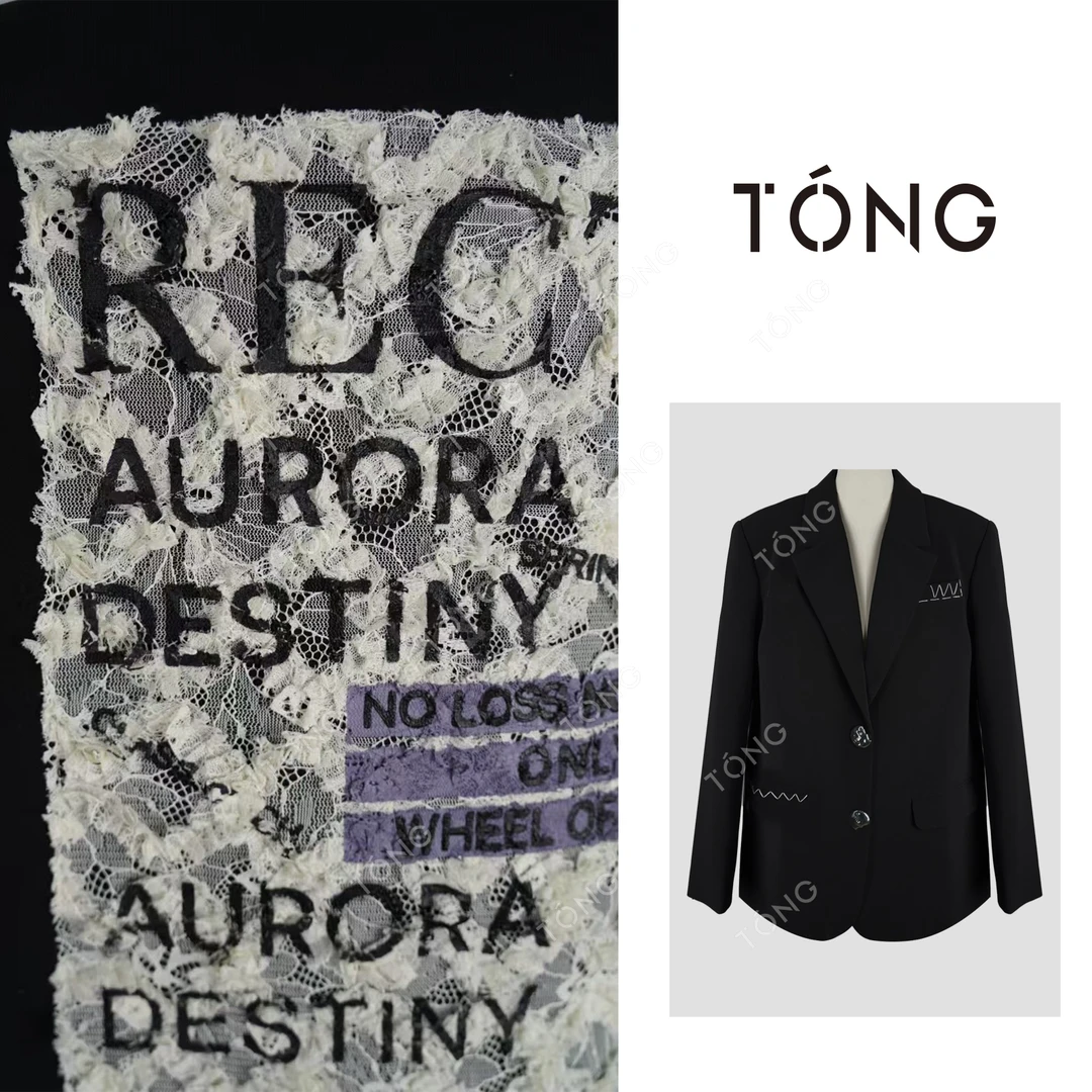 【幻域】25年春季新款黑色直筒双门襟西装外套 YW034