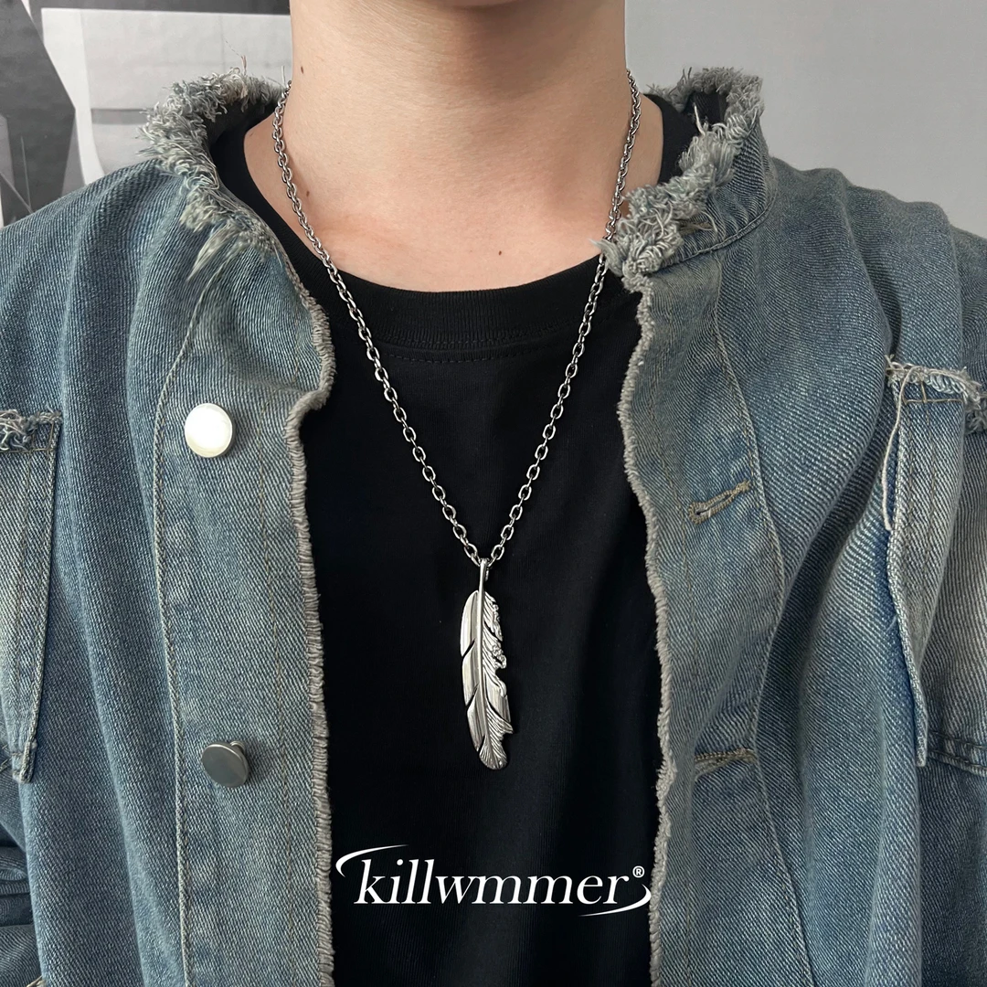 钛钢项链 时尚复古风羽毛项链毛衣链长款坠链不掉色小众情侣配饰