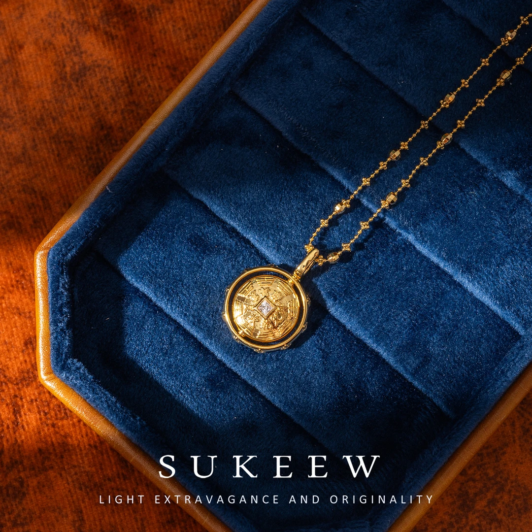 SUKEEW/酥可 镀k金【福佑】新中式财神牌万能扣项链286104