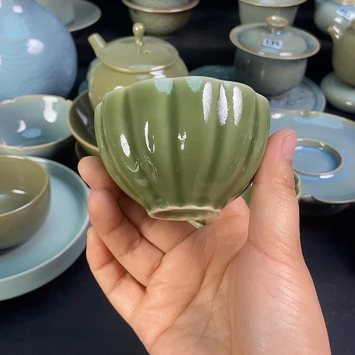 花口杯原矿茶末釉