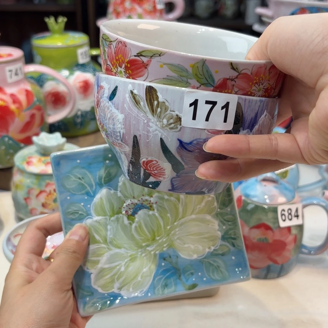瓷片番*橙景德镇手绘高温釉下彩陶瓷茶具