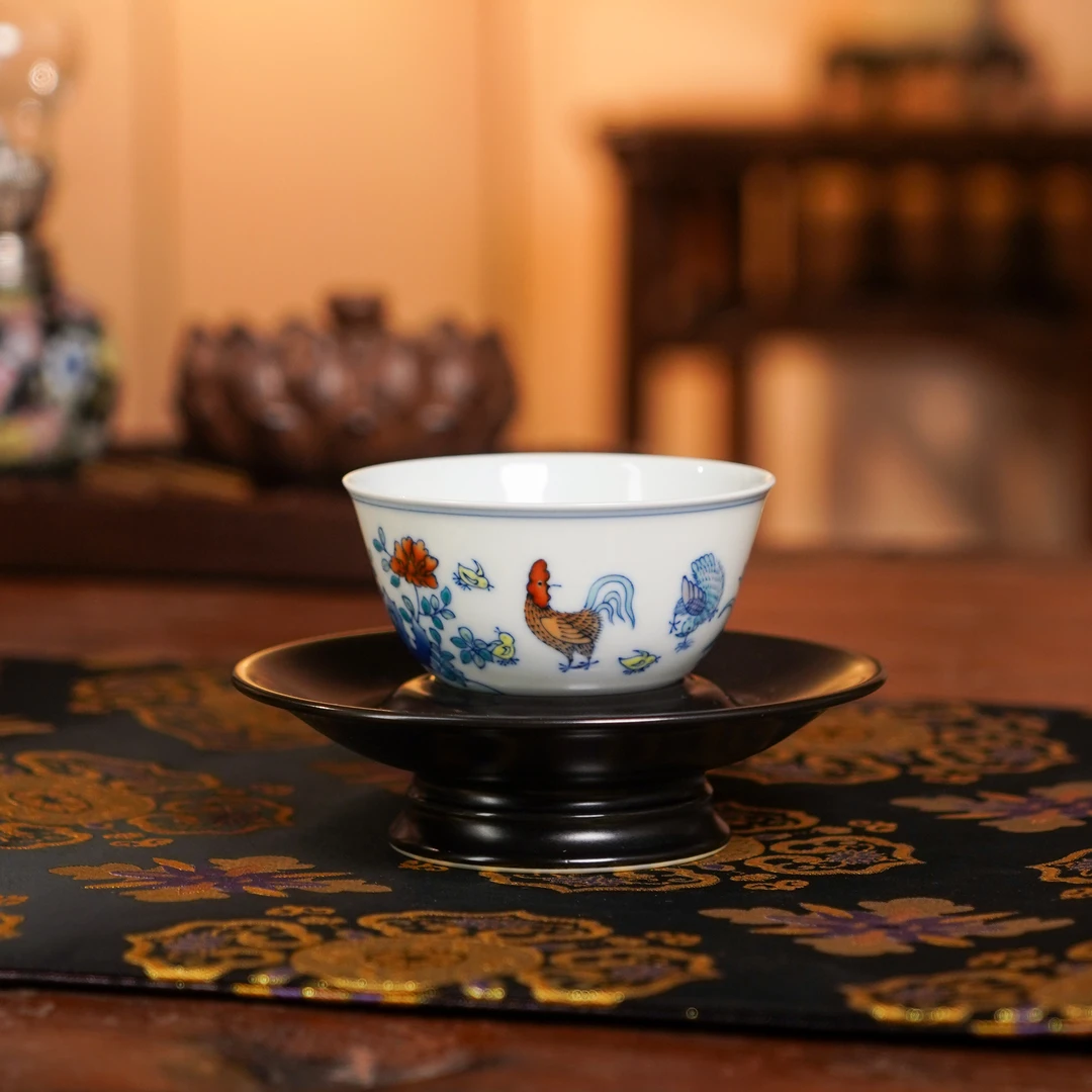 刘建锋窑  暗夜承星斗彩鸡缸杯   喝茶陶瓷喝茶品茗  LJF273