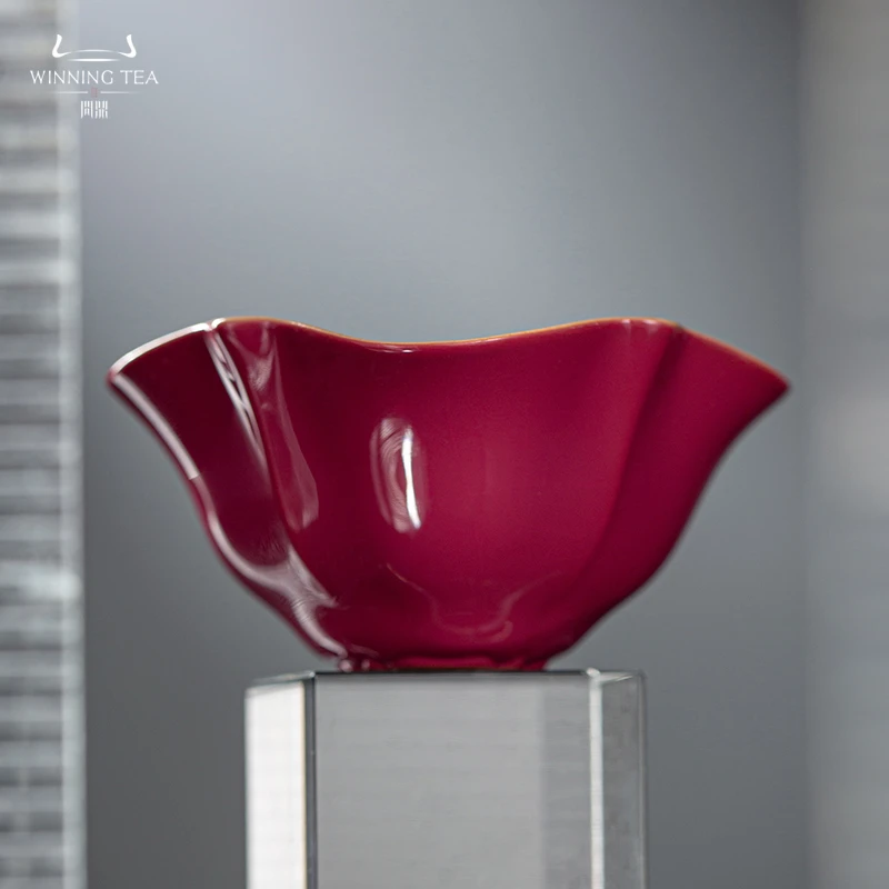 问鼎汝瓷/鼎峰系列/天青壬寅/银杏杯(胭脂红)