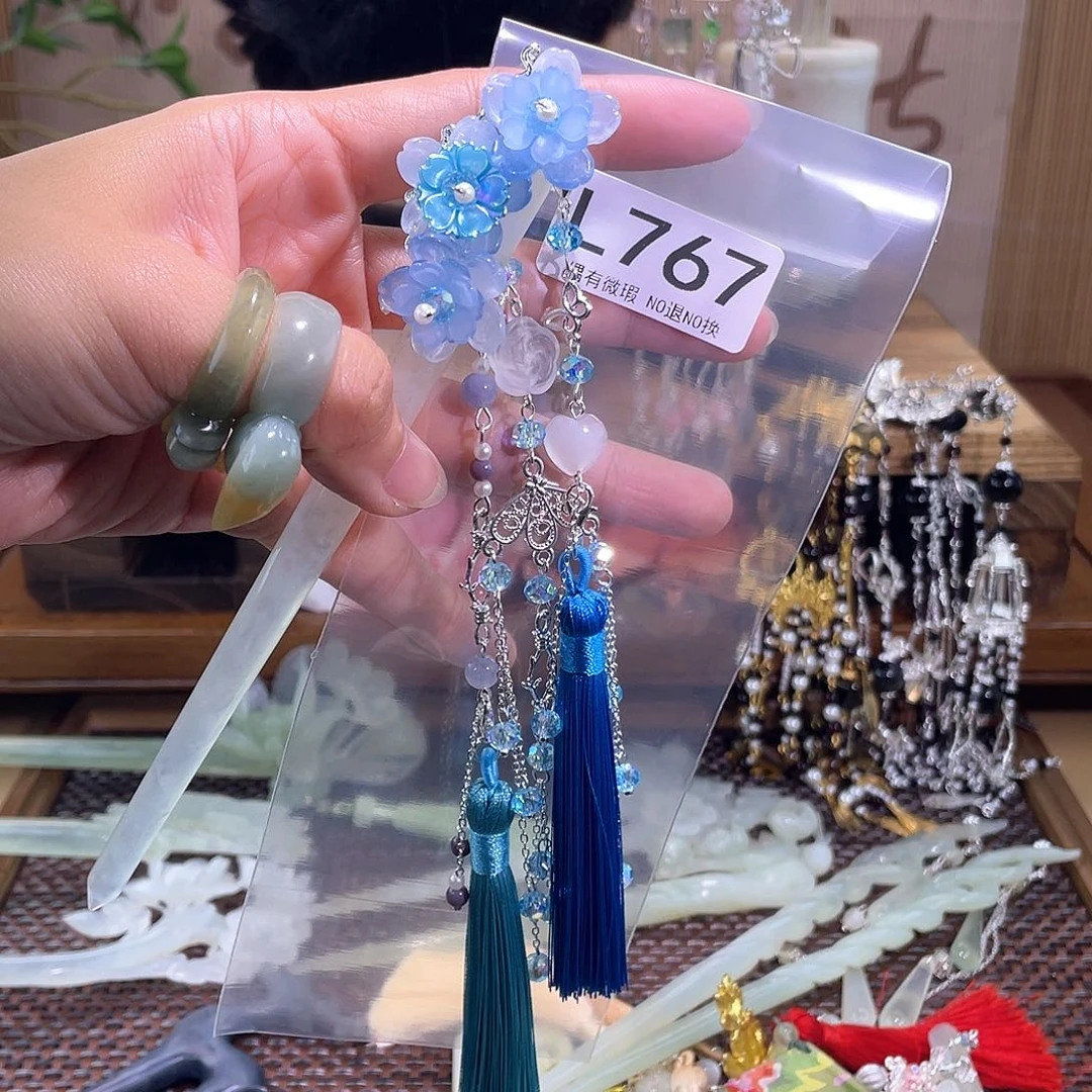 ****۶合金蛇纹石玉发饰