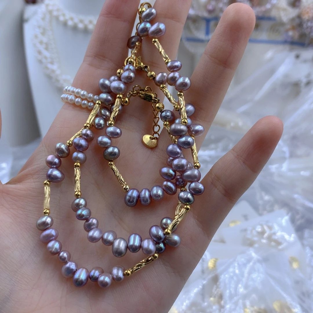 颈饰合金淡水珍珠