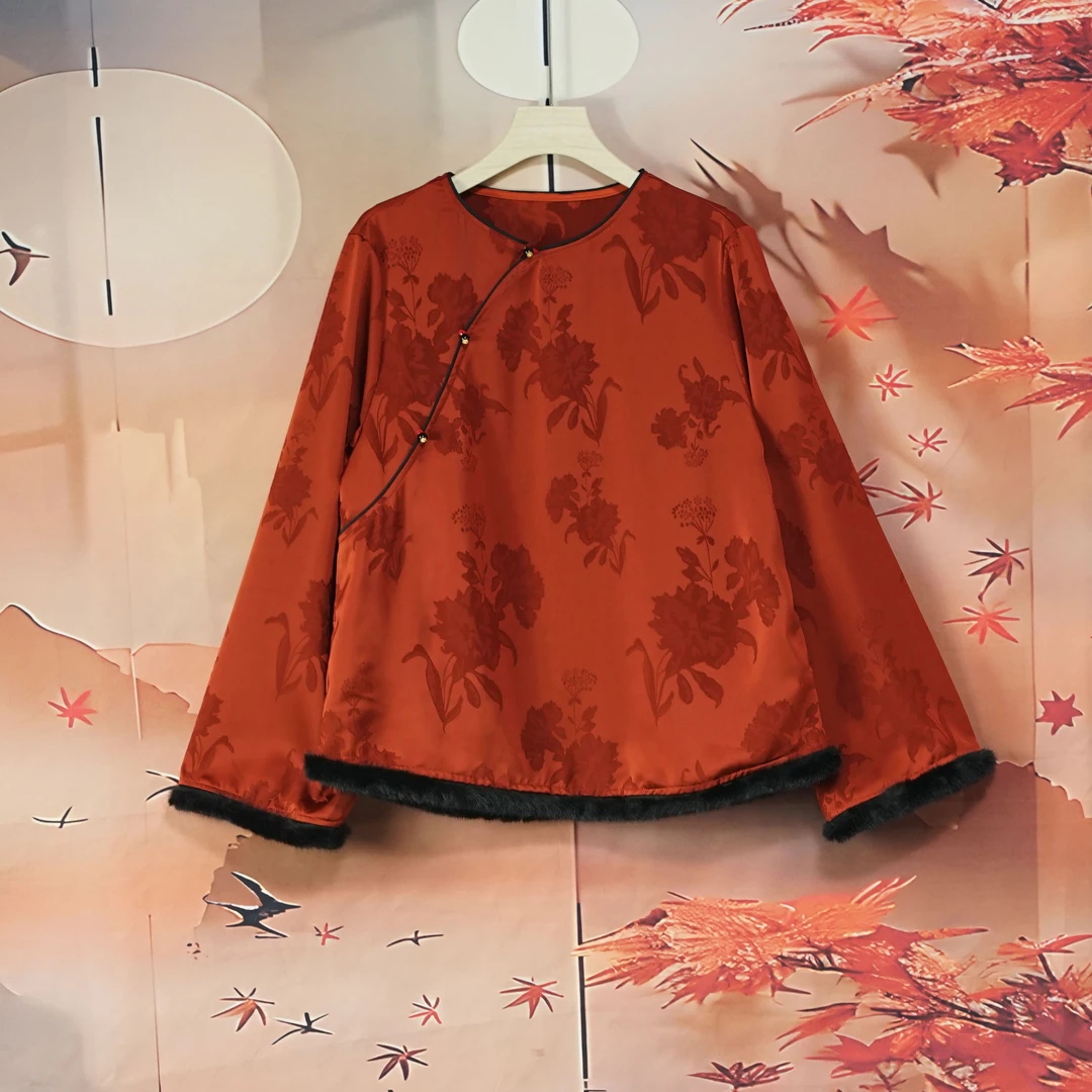 【长乐绸苑】新中式国风圆领小衫（H323）