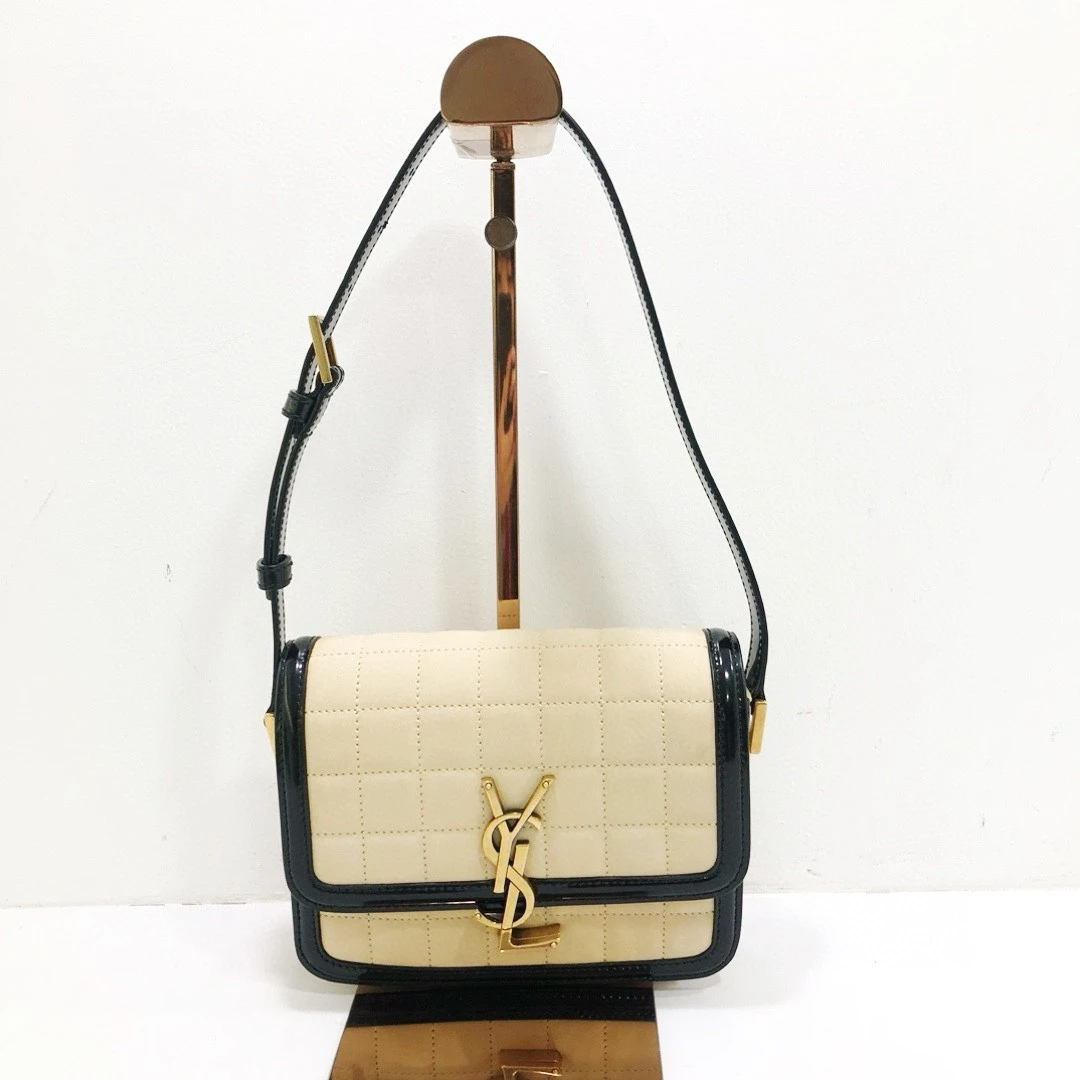 95新 YSL/圣罗兰 拼色SOLFERINO小方包外缝线手提单肩