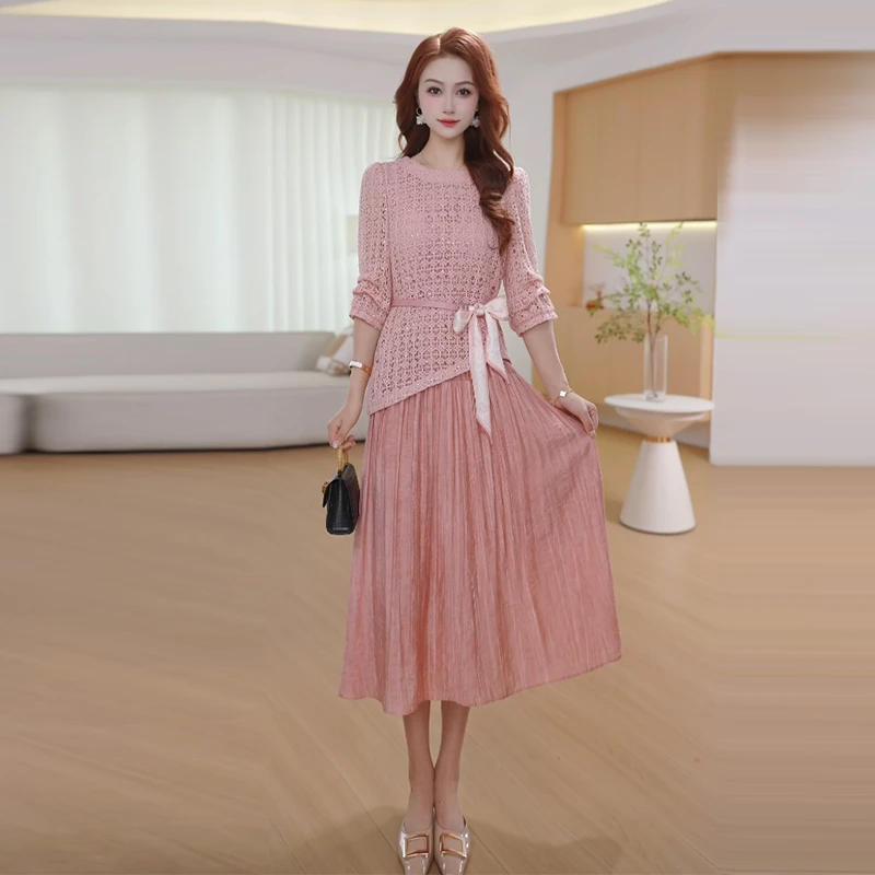 【两件套】早秋新款时尚修身休闲洋气气质显瘦减龄宽松连衣裙