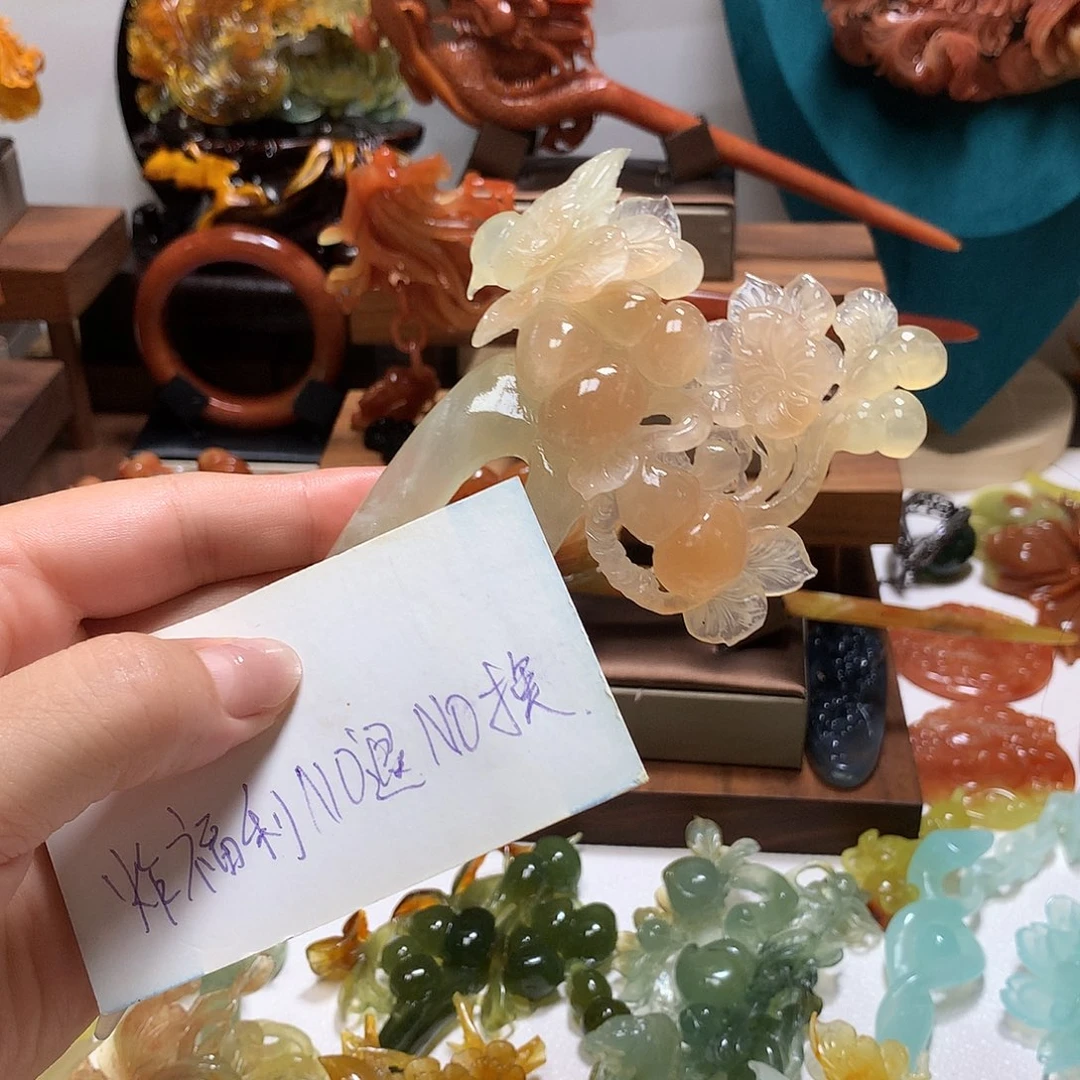 合金蛇纹石玉发饰