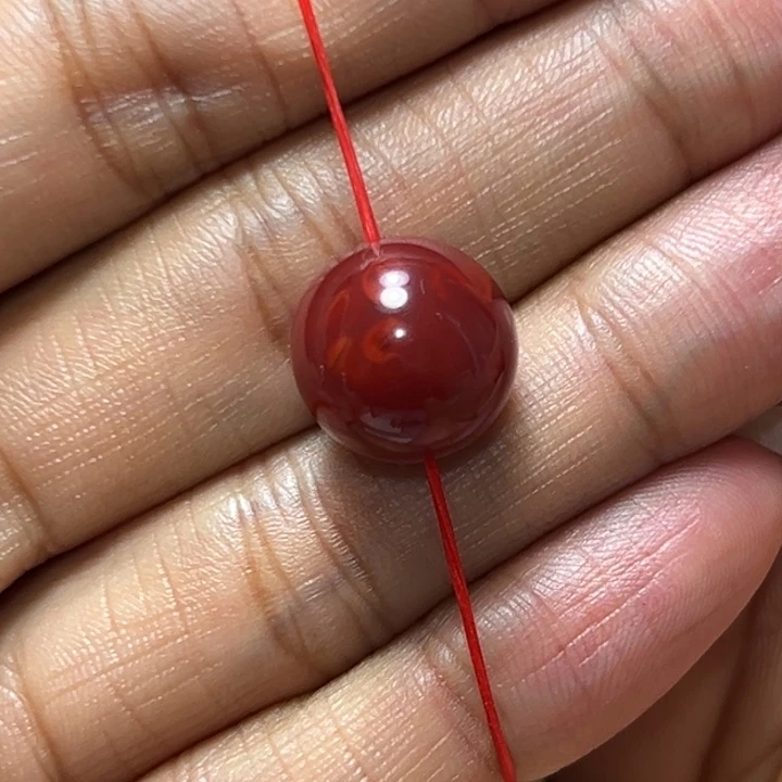 未镶嵌珠子南红玛瑙 玫锦火焰单珠 约13.2mm 玉润
