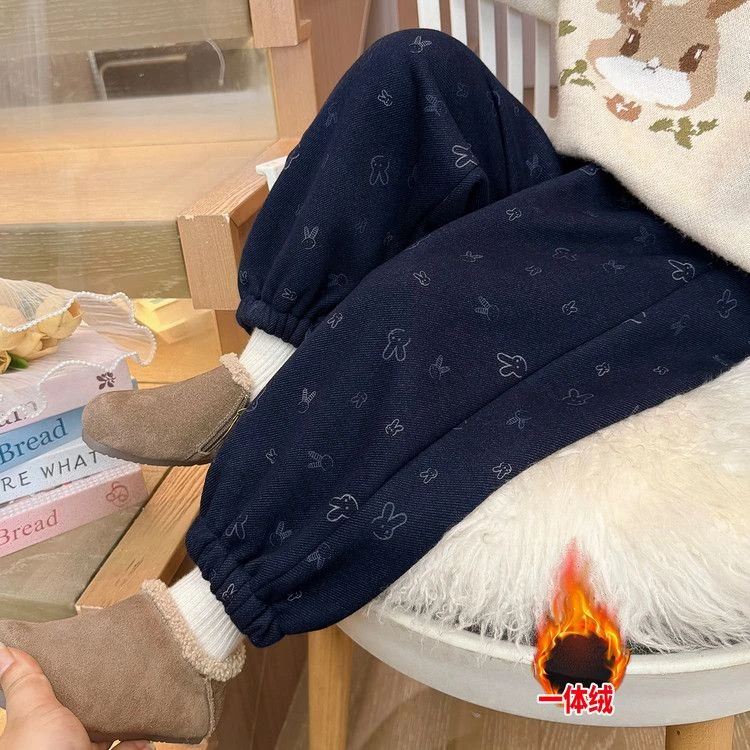 冬季加绒加厚长裤韩版时尚休闲保暖男女童适用儿童休闲裤运动男童