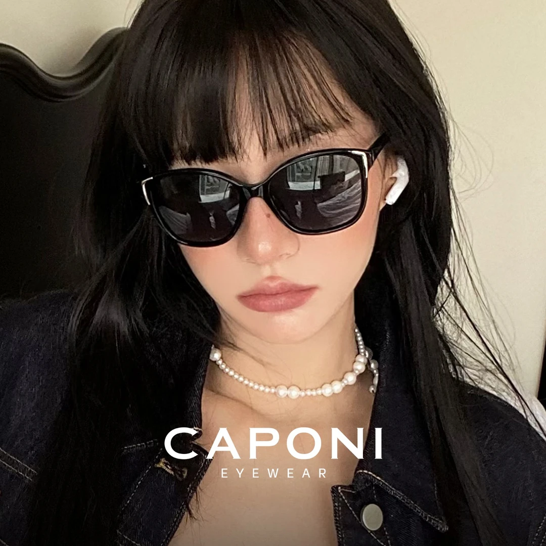 CAPONI26新款复古大框蛤蟆墨镜女古早千金猫眼太阳眼镜偏光UV400