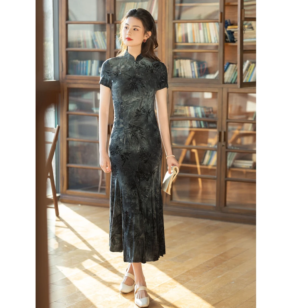 【夏葵舞影】旗袍2025新款高端修身小个子年轻气质百搭连衣裙