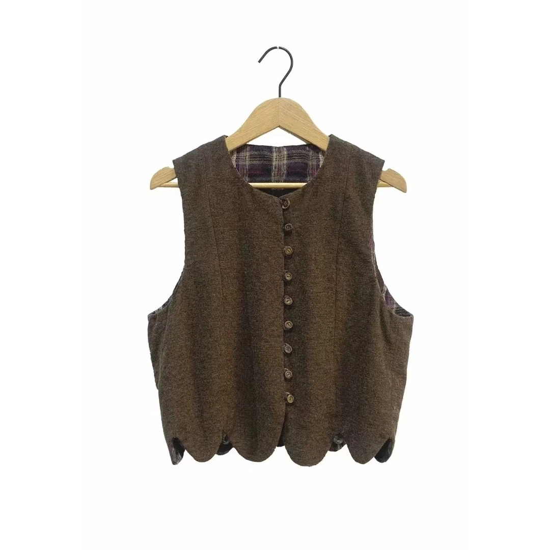 妝點家 左岸迷香 美丽诺羊 毛 亚麻 短马甲 Z24FW 6002