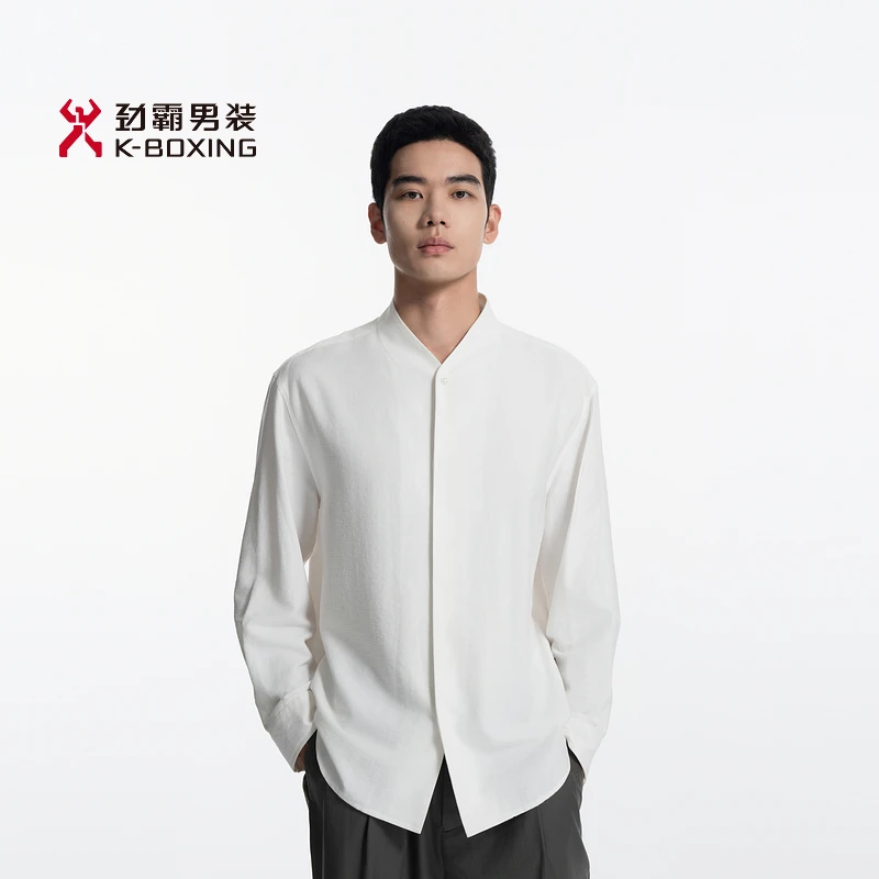 劲霸男装25春季商场同款新中式领型长袖休闲衬衫|DCCN1141