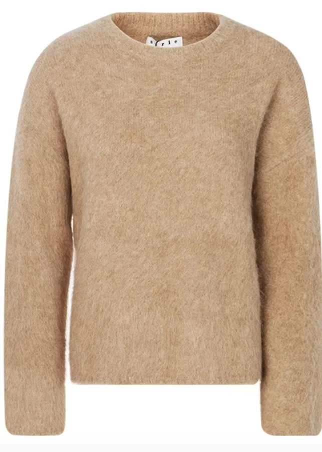 未使用 MaxMara SUNCOO 羊驼毛混纺纯色圆领套头长袖针织衫毛衣