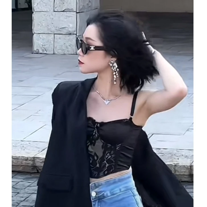 KNJ145小个子法式蕾丝吊带内搭150矮个子塑身薄款百搭显瘦背心女