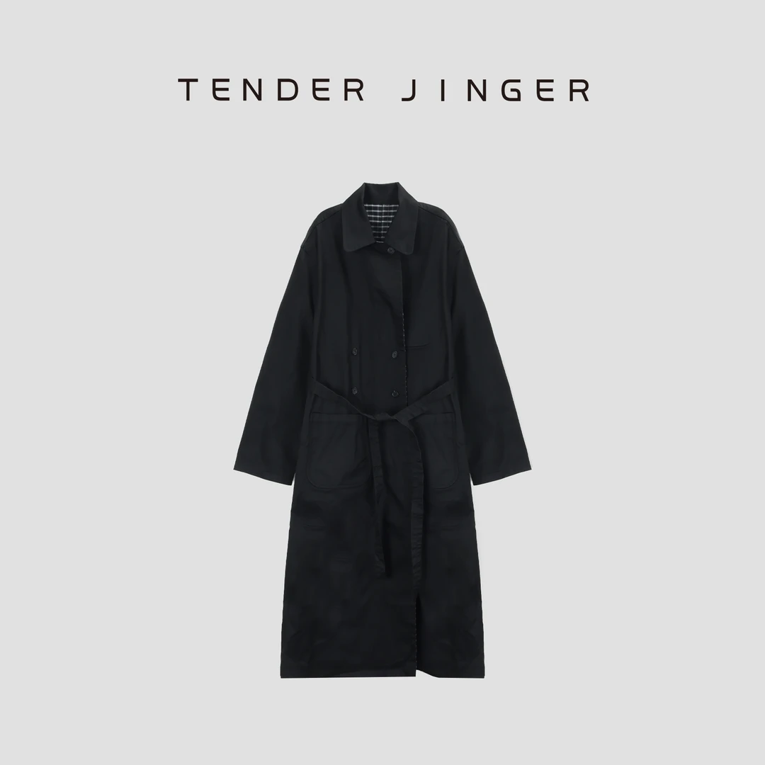 Tender Jinger【黑标】两面穿百搭格子风衣外套T53ERF41098