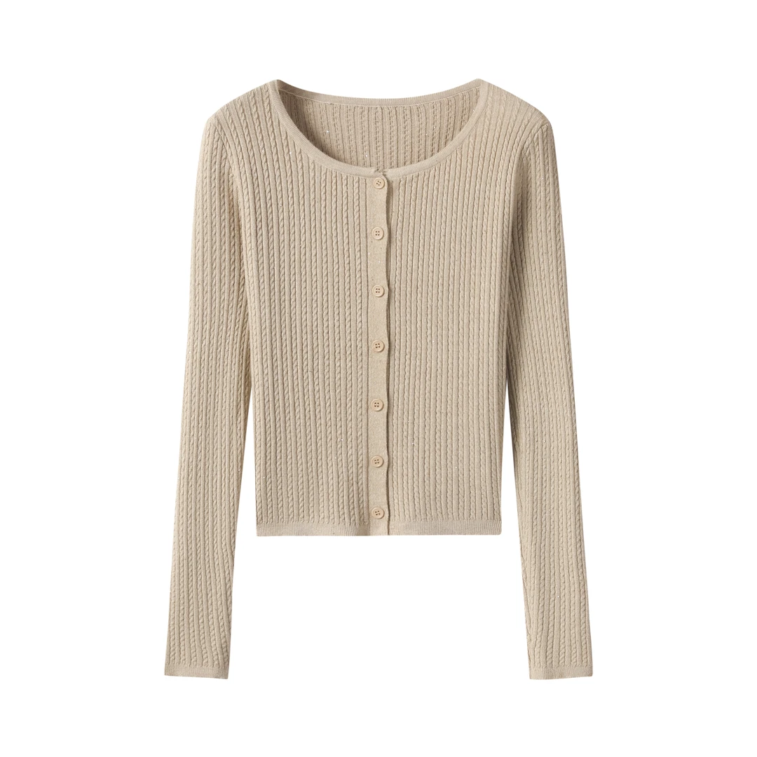 【管管专属】女装秋季2024时尚休闲亮片大圆领针织衫 F43004A044