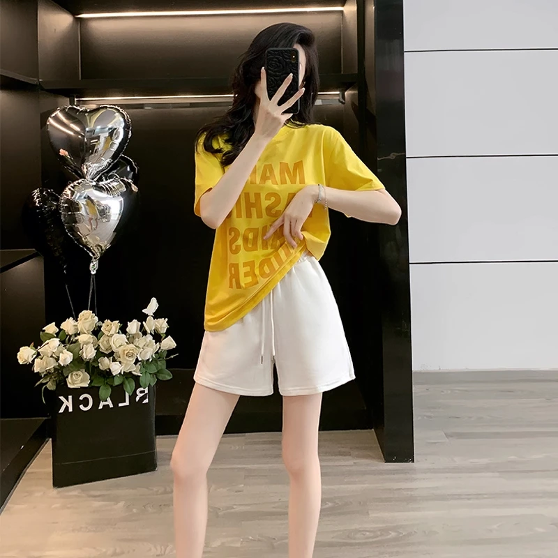 运动休闲套装女2025夏季新款宽松显瘦洋气减龄印花短袖短裤两件套