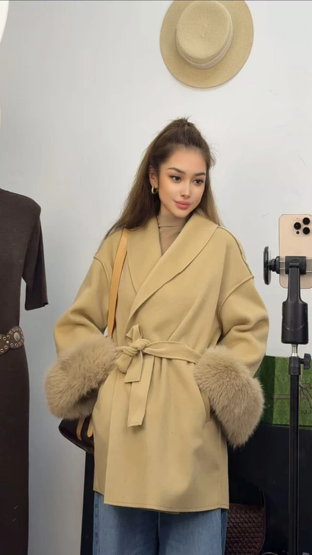 呢子大衣外套秋冬老钱风女女装直下摆法式