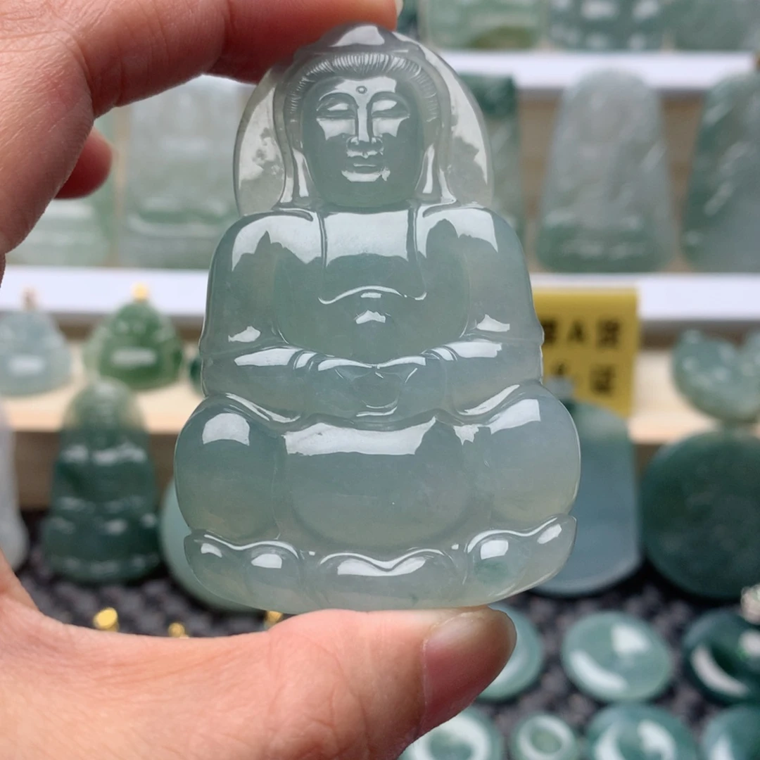 翡翠未镶嵌颈饰ღ**?观音