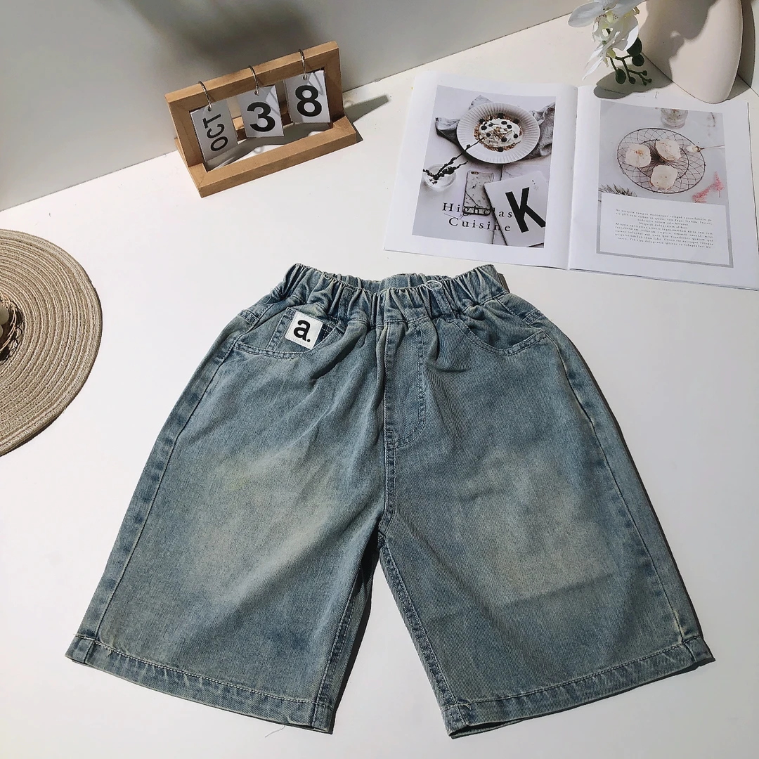 F234安安儿童夏季牛仔短裤a字母2801
