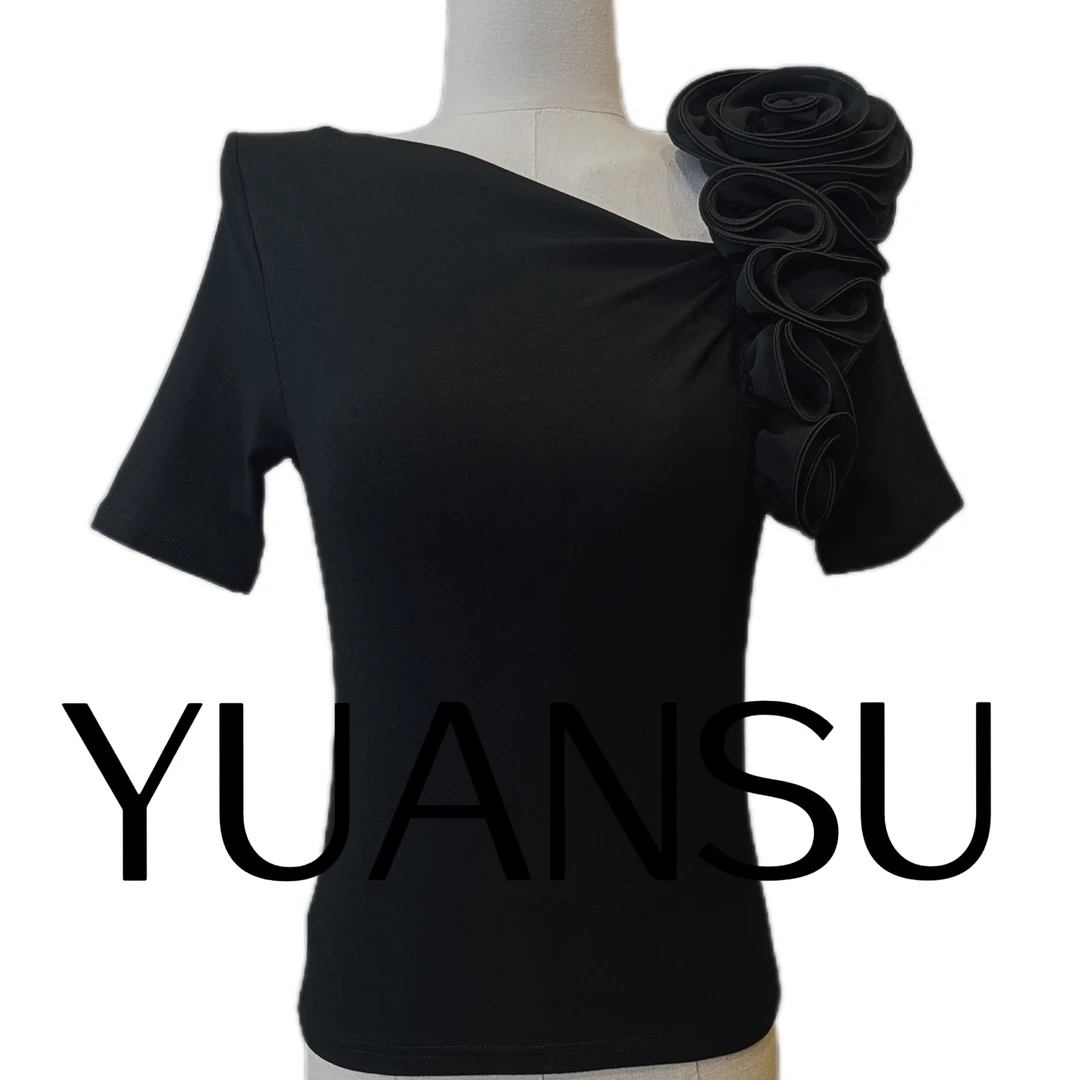 YUANSU轻奢女装时尚手工盘花显瘦洋气上衣#8560