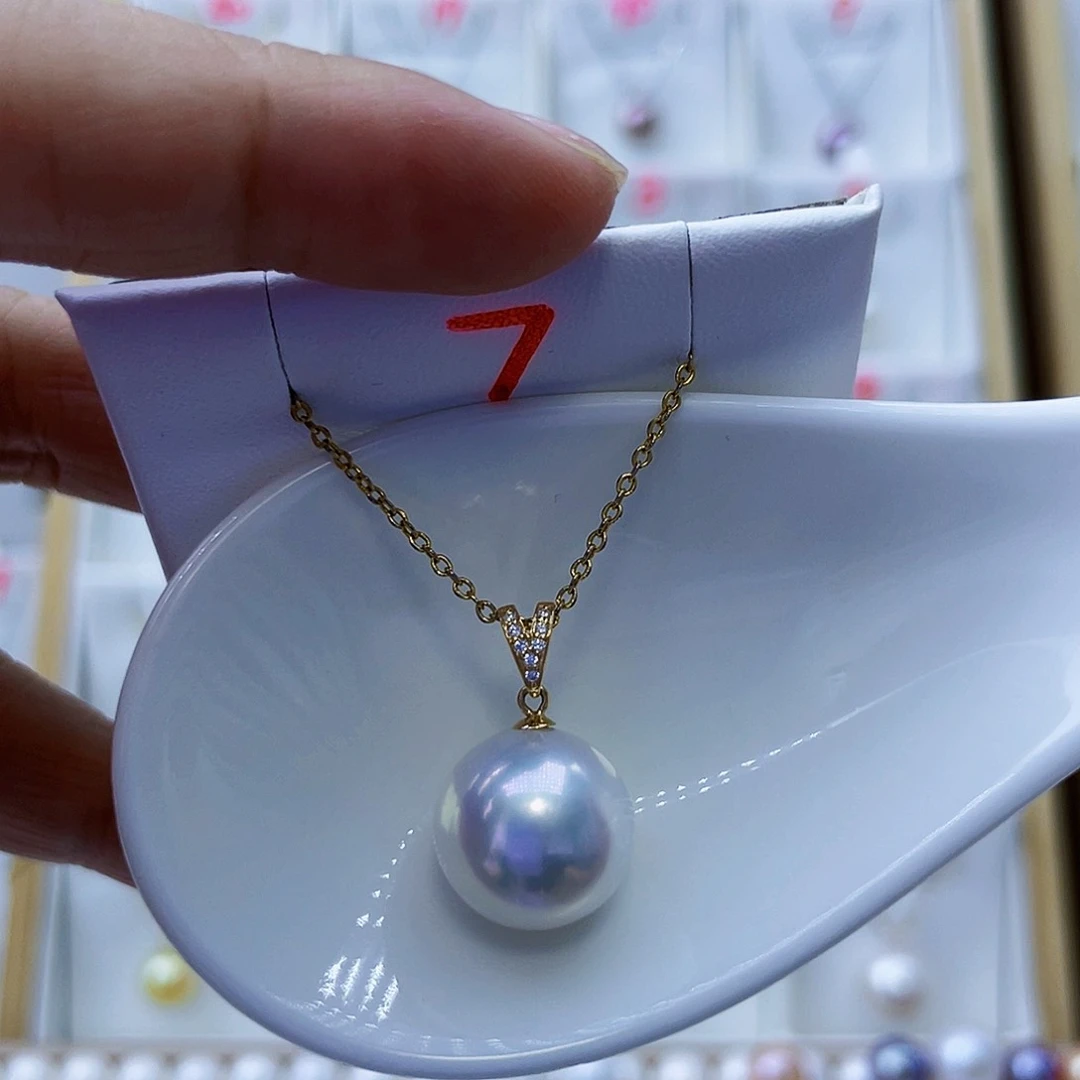 淡水珍珠18K金镶嵌吊坠(不含链)