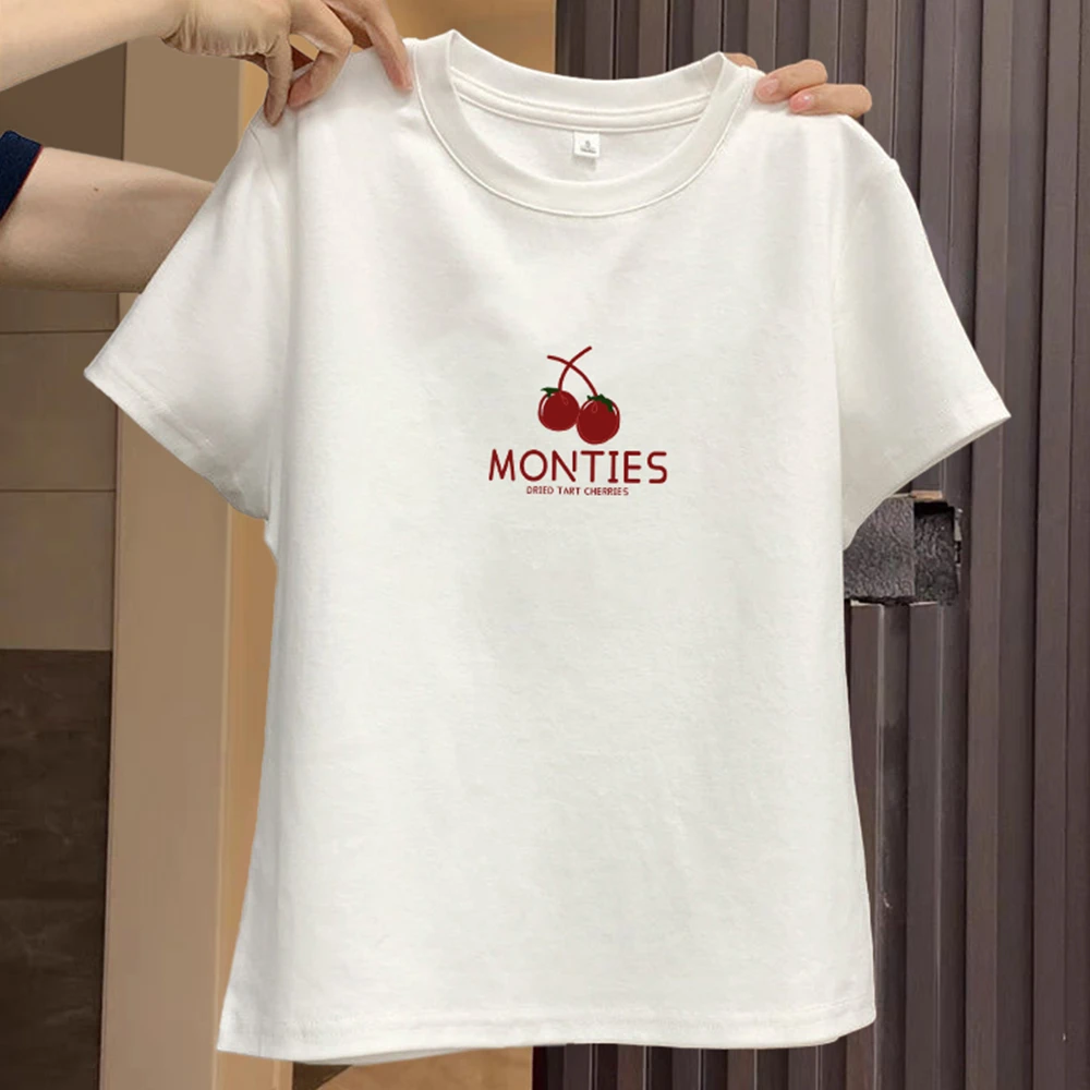 白色短袖正肩t恤女纯棉2025夏季新款圆领基础款体恤上衣ins潮流