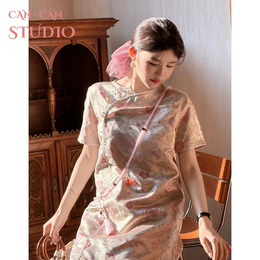 CANCAN STUDIO【宋锦~铃兰花】新中式原创设计夏季连衣裙G77058-1