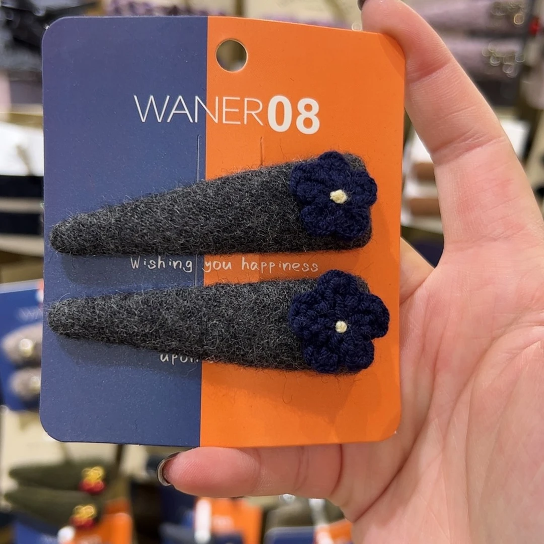 布艺非金属蓝色小花拜拜夹