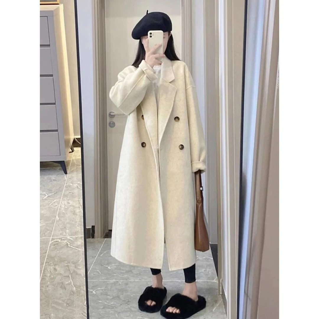 2025新款秋冬服装韩式高端呢绒呢绒外衣宽松
