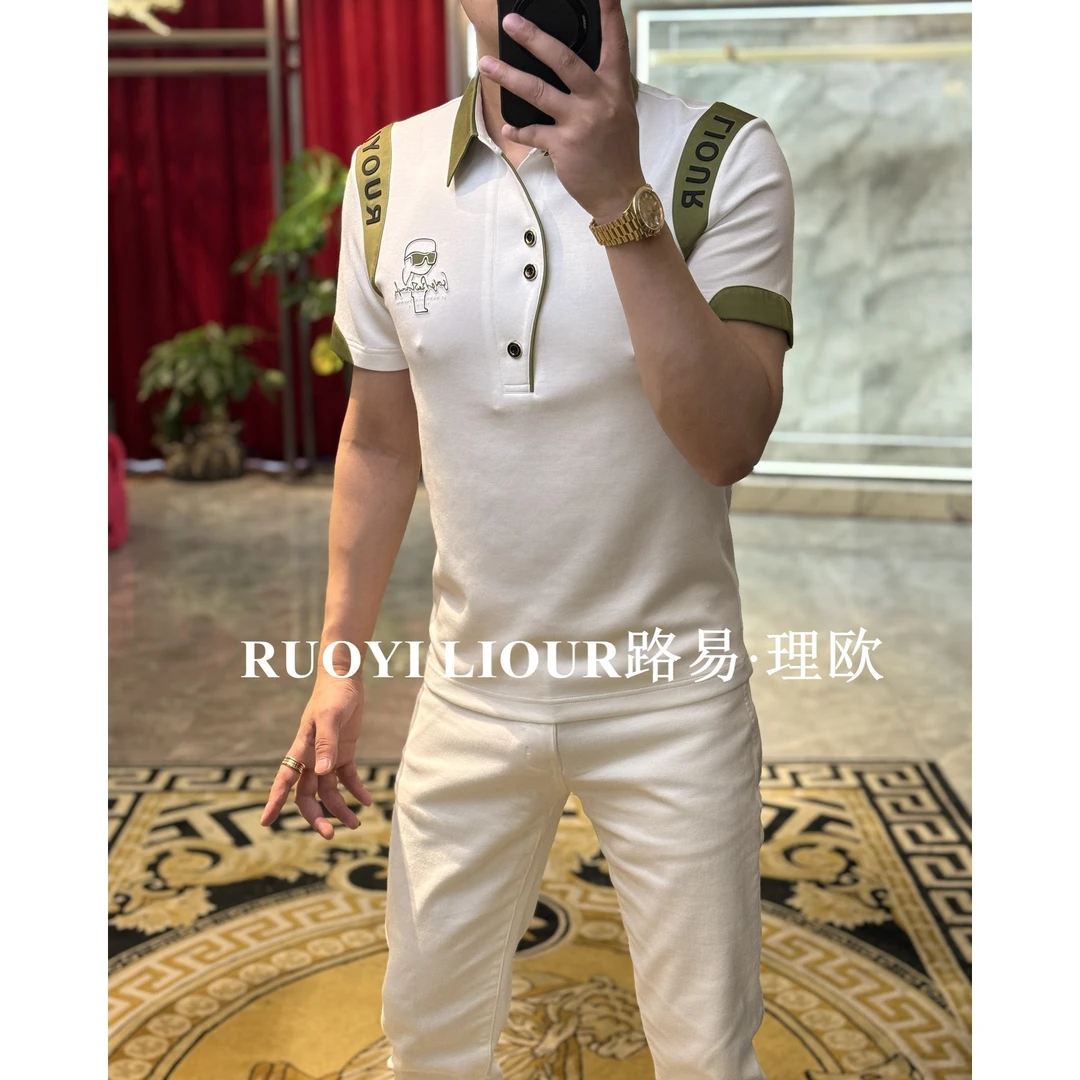 【路易理欧】25夏季新款潮流小老头胸标百搭休闲POLO衫0319-1