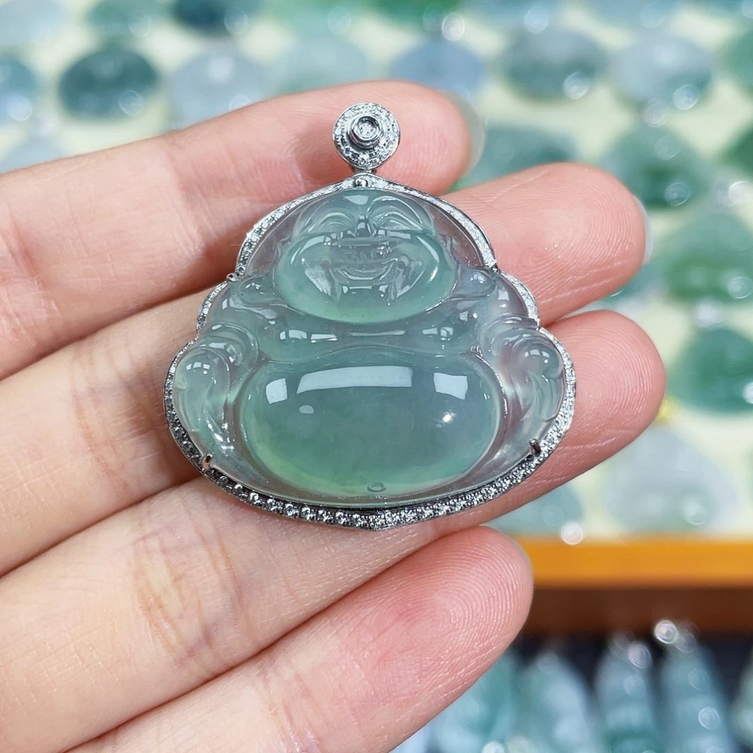 翡翠颈饰18K金镶嵌吊坠