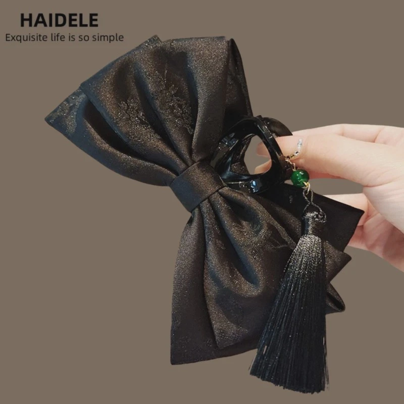 【升意鸿发饰】新中式国风缎面抓夹女古风大号盘发鲨鱼夹子马尾夹