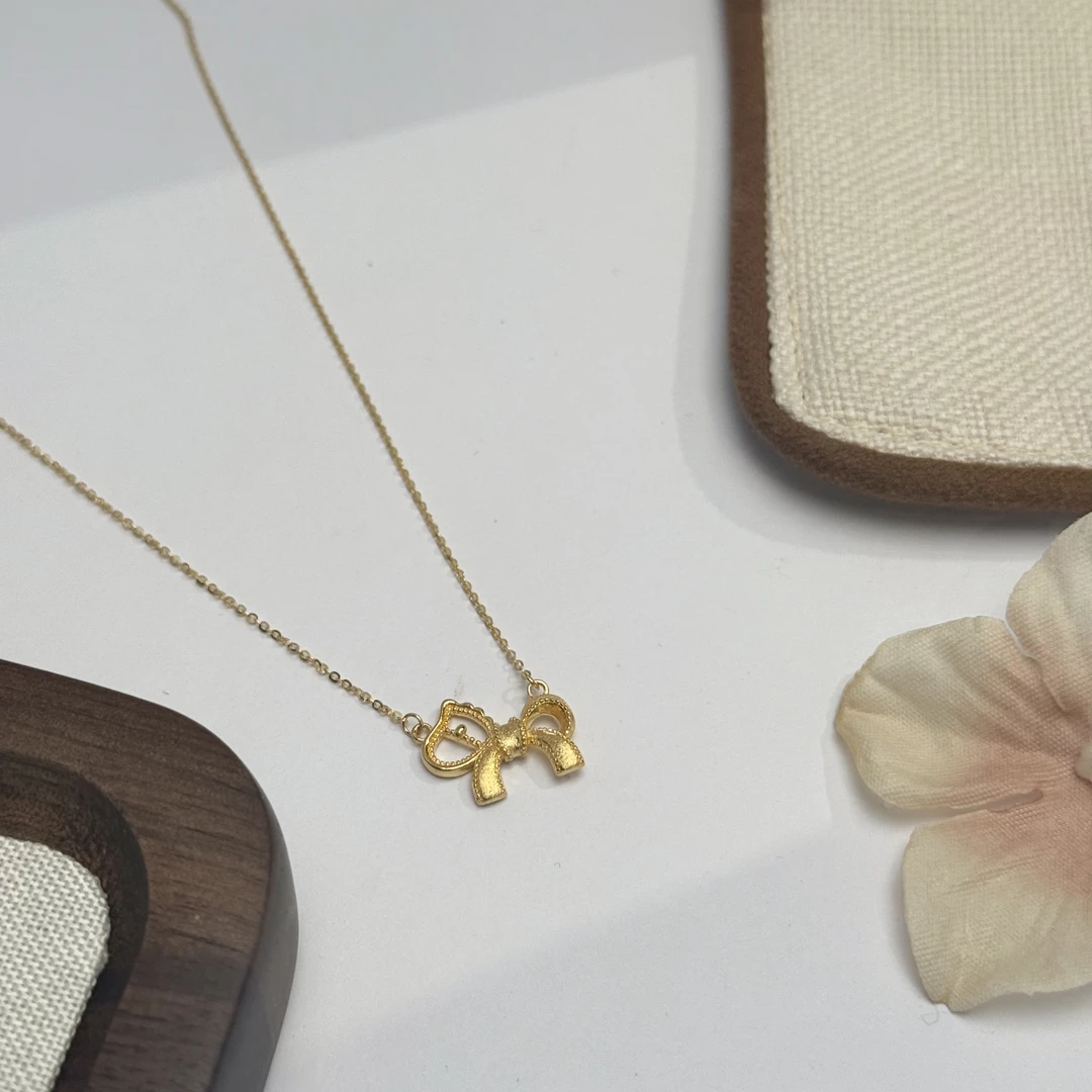 X【小马蝴蝶结套链】足金999精工5G